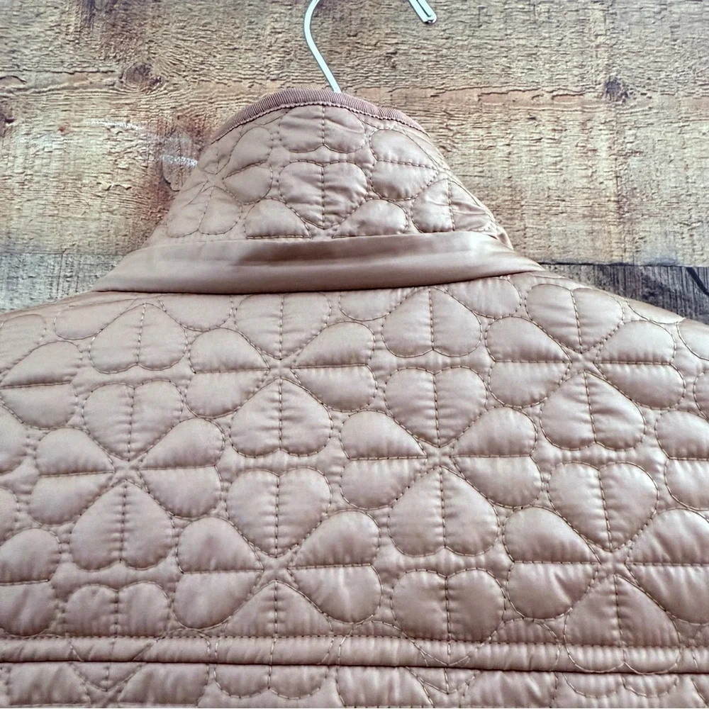 Kate Spade Latte Puffer Jacket with Quilted Spade Design